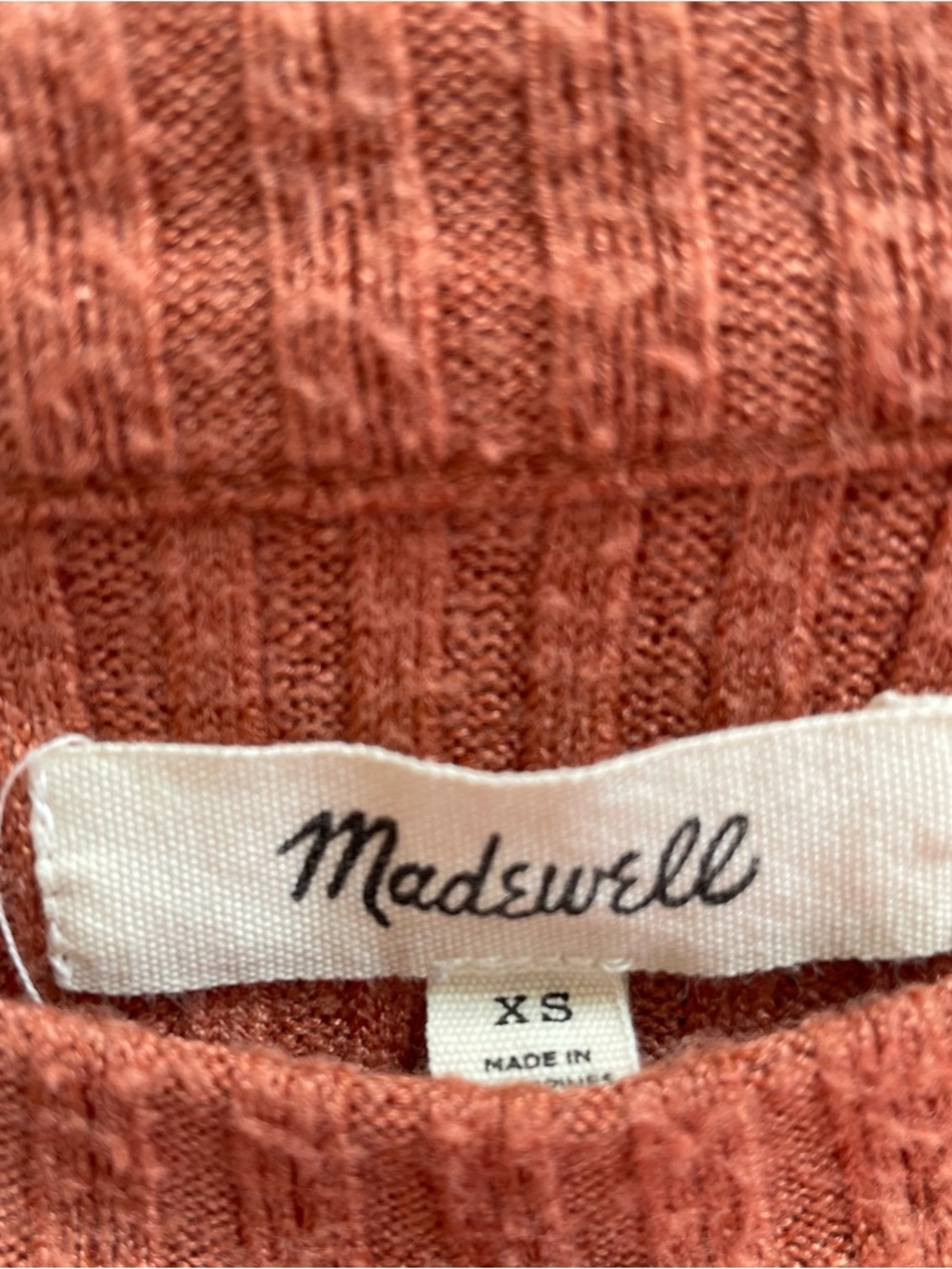 Madewell Rust-Red Ribbed Knit Top - Picture 2 of 2